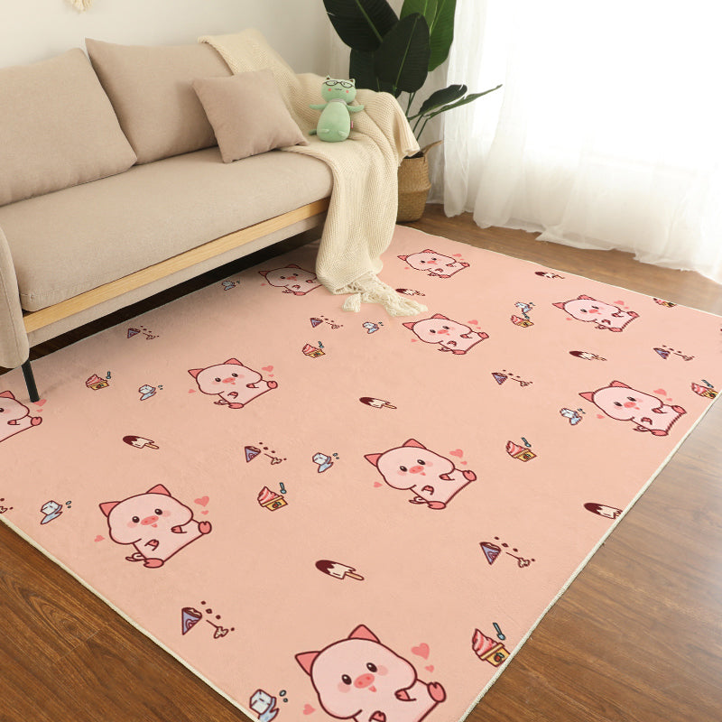 Minimalist Childrens Rug Multi Colored Cartoon Animal Indoor Rug Polypropylene Non-Slip Backing Easy Care Carpet Pink Clearhalo 'Area Rug' 'Rug' 2300861