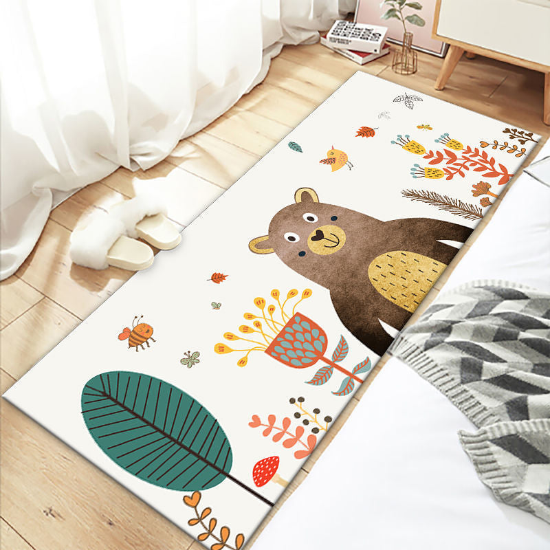 Lovely Bedroom Rug Multi Colored Cartoon Printed Indoor Rug PVC Non-Slip Backing Machine Washable Carpet Dark Brown Clearhalo 'Area Rug' 'Rug' 2301028