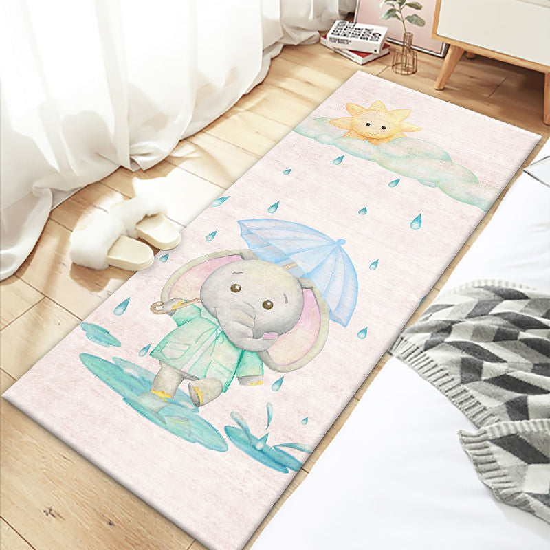 Lovely Bedroom Rug Multi Colored Cartoon Printed Indoor Rug PVC Non-Slip Backing Machine Washable Carpet Light Gray Clearhalo 'Area Rug' 'Rug' 2301030