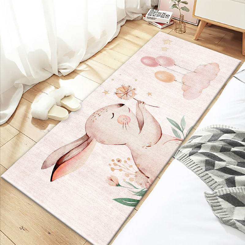 Lovely Bedroom Rug Multi Colored Cartoon Printed Indoor Rug PVC Non-Slip Backing Machine Washable Carpet Nude Pink Clearhalo 'Area Rug' 'Rug' 2301034