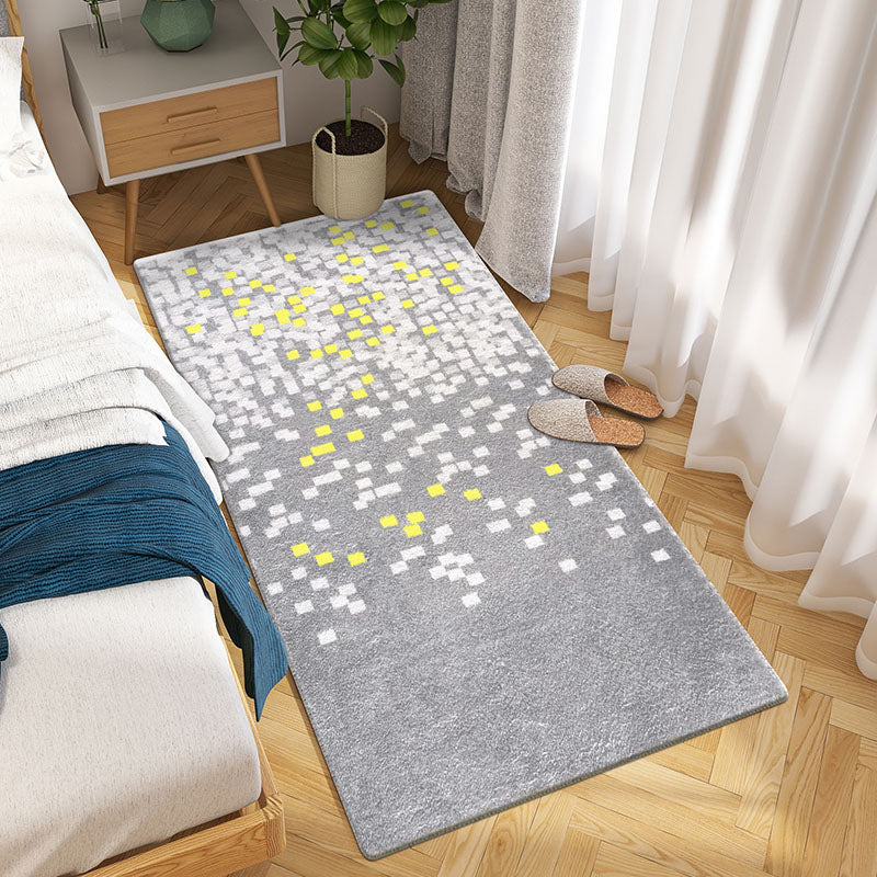 Nordic Bedroom Rug Multi Colored Plaid Printed Area Rug Polyster Non-Slip Backing Pet Friendly Indoor Rug Grey Clearhalo 'Area Rug' 'Modern' 'Rugs' Rug' 2301044