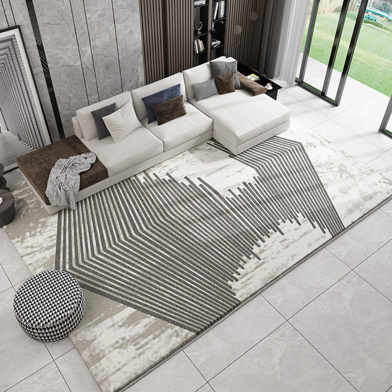 Multi Colored Abstract Print Rug Polyster Nordic Area Carpet Non-Slip Easy Care Pet Friendly Indoor Rug for Living Room Black Gray-White Clearhalo 'Area Rug' 'Rug' 2301207