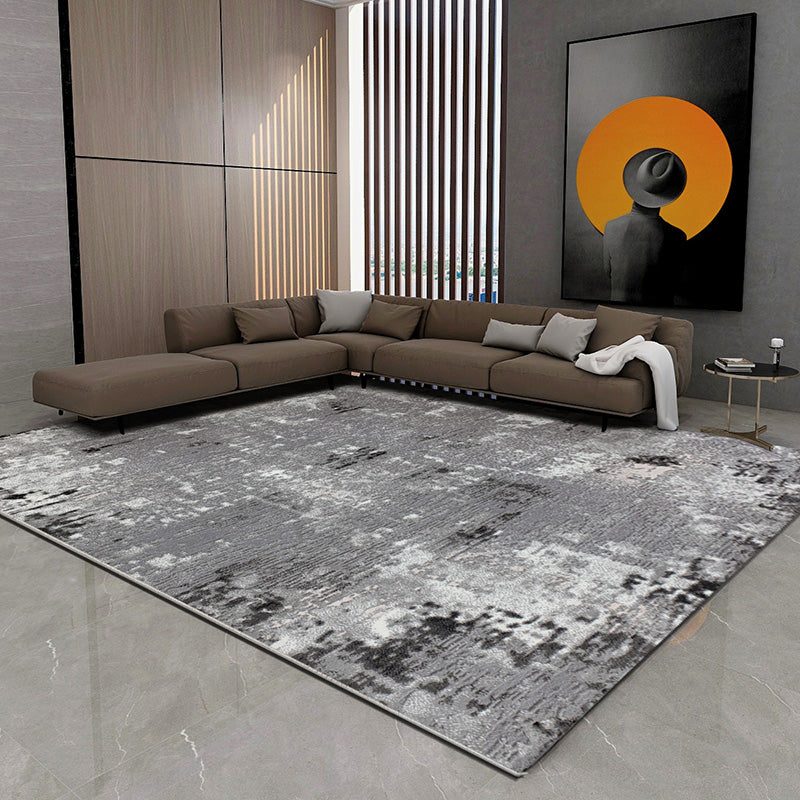 Multi Color Abstract Printed Rug Cotton Blend Nordic Indoor Rug Anti-Slip Backing Pet Friendly Area Carpet for Parlor Dark Gray-Black Clearhalo 'Area Rug' 'Rug' 2301228