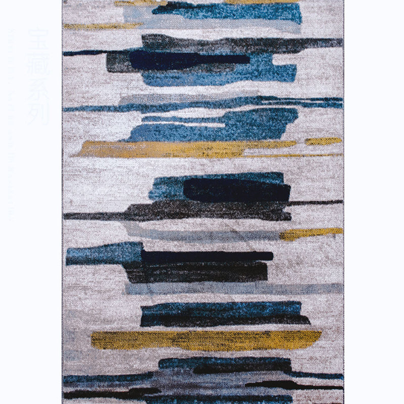 Multi Colored Luxury Rug Cotton Blend Abstract Printed Indoor Rug Non-Slip Backing Pet Friendly Area Carpet for Living Room Blue-Grey-Yellow Clearhalo 'Area Rug' 'Rug' 2301237