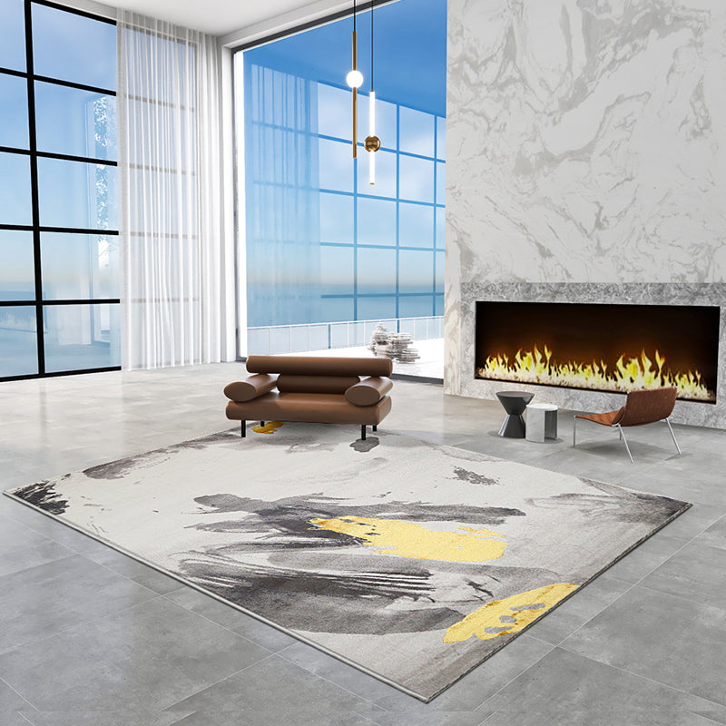 Contemporary Living Room Rug Multi Colored Abstract Printed Indoor Rug Non-Slip Backing Pet Friendly Carpet Yellow-Gray Clearhalo 'Area Rug' 'Rug' 2301325