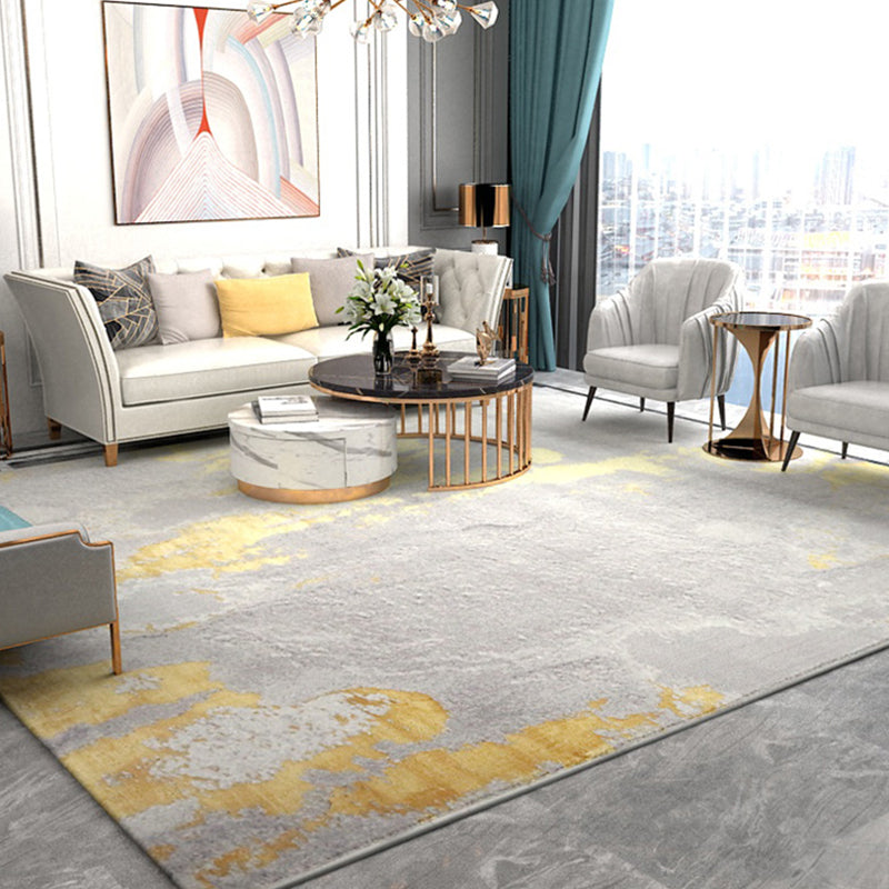 Luxury Living Room Rug Multi Colored Abstract Pattern Indoor Rug Cotton Blend Non-Slip Backing Pet Friendly Carpet Yellow-Gray Clearhalo 'Area Rug' 'Rug' 2301367