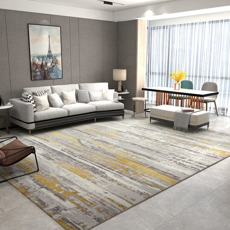 Luxury Living Room Rug Multi Colored Abstract Pattern Indoor Rug Cotton Blend Non-Slip Backing Pet Friendly Carpet Gray-Yellow Clearhalo 'Area Rug' 'Rug' 2301370