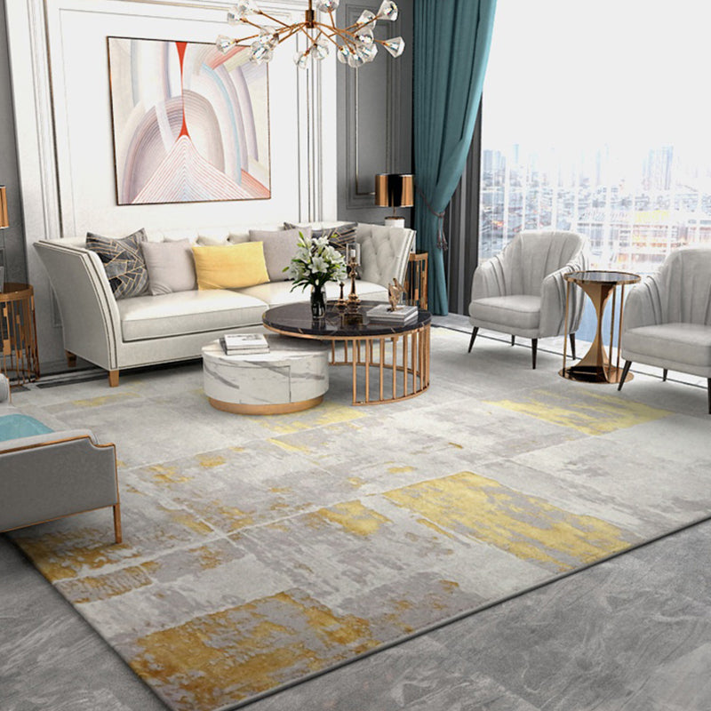 Luxury Living Room Rug Multi Colored Abstract Pattern Indoor Rug Cotton Blend Non-Slip Backing Pet Friendly Carpet Light Gray-Yellow Clearhalo 'Area Rug' 'Rug' 2301374