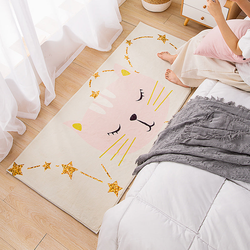 Multi Color Cute Rug Polyster Cartoon Print Area Carpet Anti-Slip Backing Pet Friendly Area Rug for Living Room Nude Pink Clearhalo 'Area Rug' 'Rug' 2301519