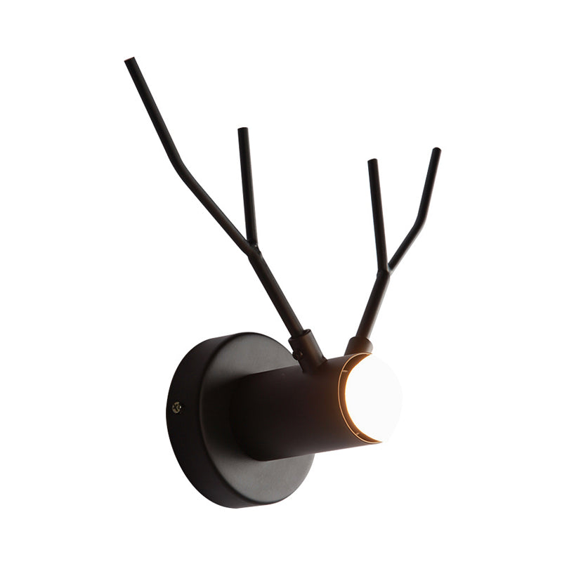 1 Light Metal Wall Lamp Classic Black Exposed Bulb Indoor Sconce Light Fixture with Elk Design Clearhalo 'Wall Lamps & Sconces' 'Wall Lights' Lighting' 230245