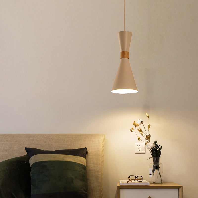 Hourglass Pendant Light Fixture Nordic Metallic 1-Light Bedside Hanging Ceiling Light Clearhalo 'Ceiling Lights' 'Pendant Lights' 'Pendants' Lighting' 2307379