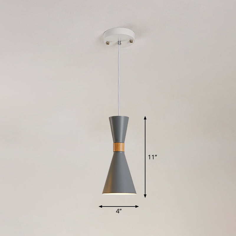 Hourglass Pendant Light Fixture Nordic Metallic 1-Light Bedside Hanging Ceiling Light Clearhalo 'Ceiling Lights' 'Pendant Lights' 'Pendants' Lighting' 2307381