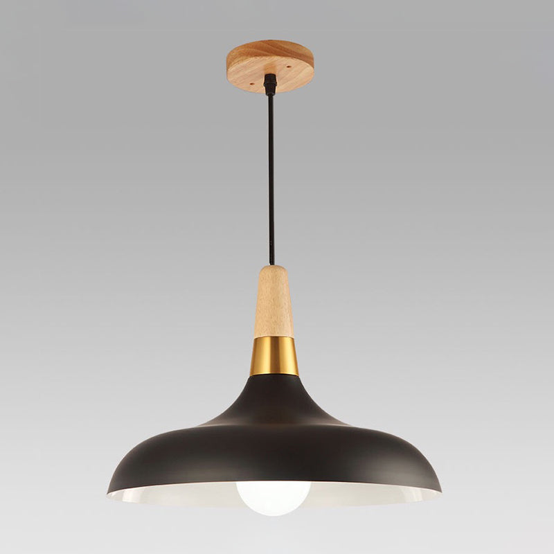 Swell Shade Commercial Pendant Lighting Nordic Metal 1 Bulb Ceiling Light for Restaurant Black Clearhalo 'Ceiling Lights' 'Pendant Lights' 'Pendants' Lighting' 2307391_875accea-01ff-479d-af56-0ed623648dbb