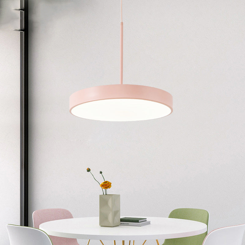 Minimalistic LED Hanging Pendant Light Circular Ceiling Lamp with Acrylic Shade for Dining Room Clearhalo 'Ceiling Lights' 'Pendant Lights' 'Pendants' Lighting' 2307394