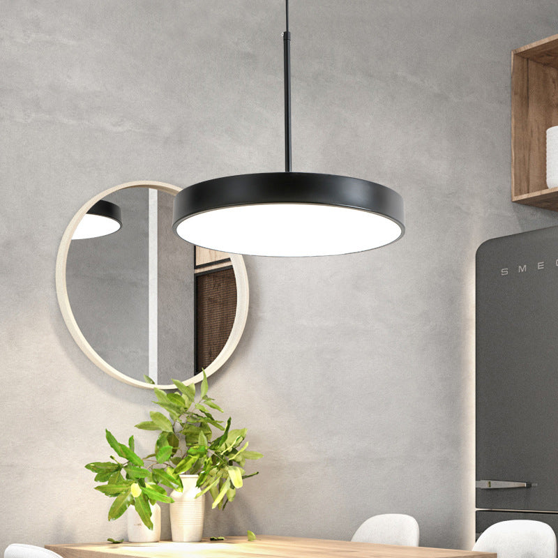 Minimalistic LED Hanging Pendant Light Circular Ceiling Lamp with Acrylic Shade for Dining Room Black Clearhalo 'Ceiling Lights' 'Pendant Lights' 'Pendants' Lighting' 2307395_43cf247b-79d7-4acd-ad27-1810ec55bbad