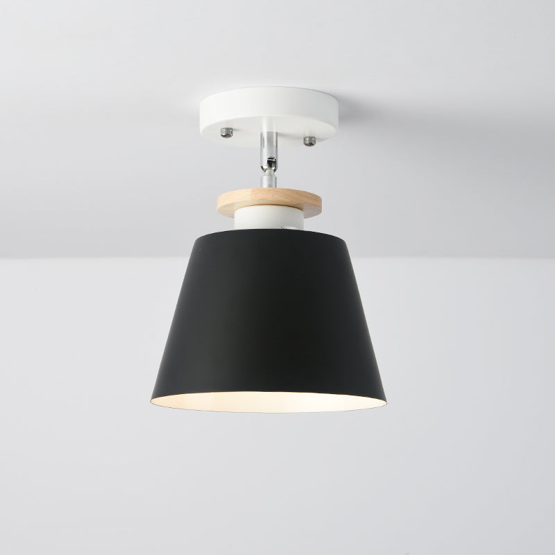 Upside-Down Trifle Ceiling Flush Light Macaron Metal 1-Light Corridor Adjustable Semi Flush Mount Lighting Black Clearhalo 'Ceiling Lights' 'Close To Ceiling Lights' 'Close to ceiling' 'Semi-flushmount' Lighting' 2307430