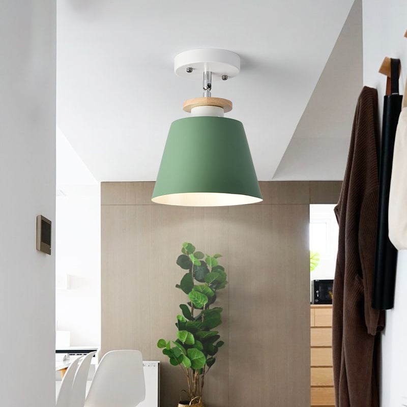 Upside-Down Trifle Ceiling Flush Light Macaron Metal 1-Light Corridor Adjustable Semi Flush Mount Lighting Clearhalo 'Ceiling Lights' 'Close To Ceiling Lights' 'Close to ceiling' 'Semi-flushmount' Lighting' 2307434