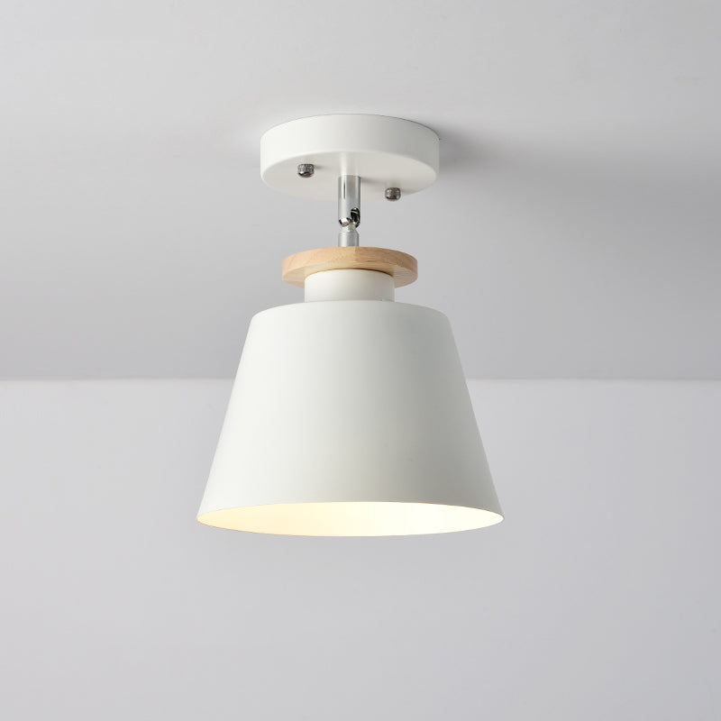 Upside-Down Trifle Ceiling Flush Light Macaron Metal 1-Light Corridor Adjustable Semi Flush Mount Lighting White Clearhalo 'Ceiling Lights' 'Close To Ceiling Lights' 'Close to ceiling' 'Semi-flushmount' Lighting' 2307437