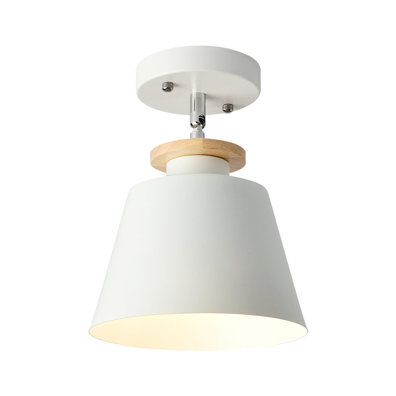 Upside-Down Trifle Ceiling Flush Light Macaron Metal 1-Light Corridor Adjustable Semi Flush Mount Lighting Clearhalo 'Ceiling Lights' 'Close To Ceiling Lights' 'Close to ceiling' 'Semi-flushmount' Lighting' 2307438