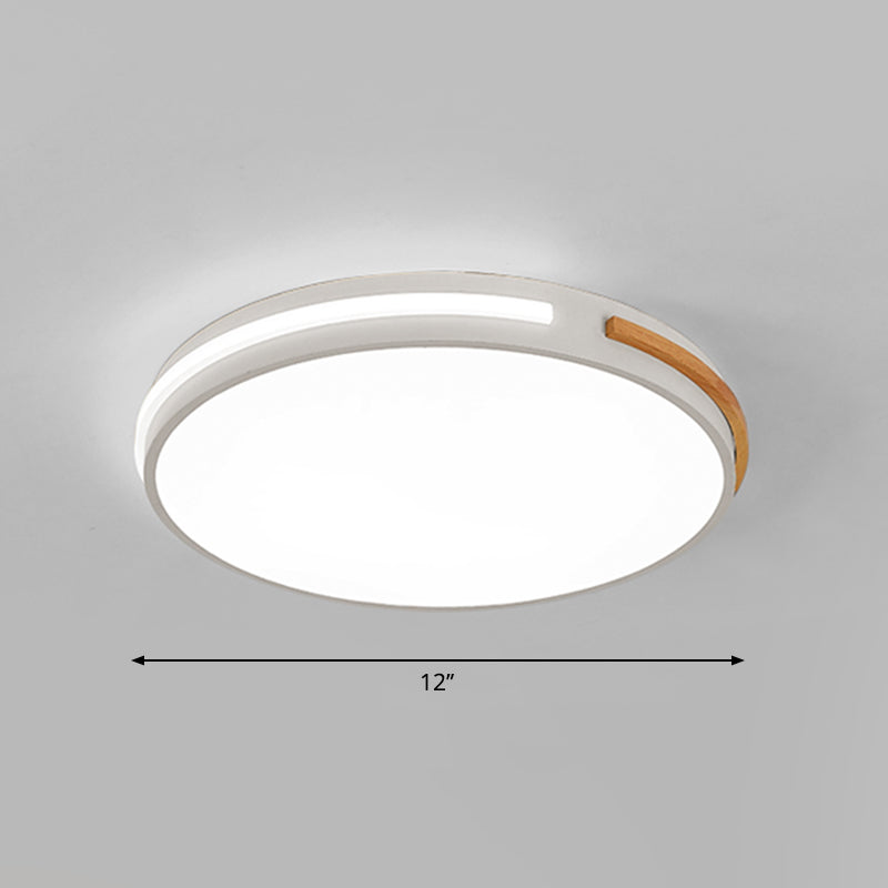 Bedroom Ceiling Light Fixture Minimalist Flush Mount Led Light with Round Acrylic Shade White 12