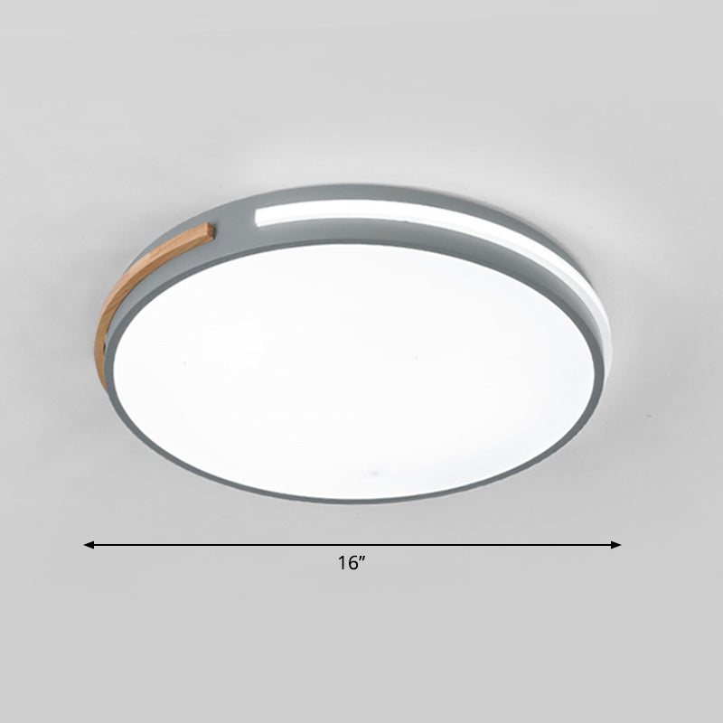 Bedroom Ceiling Light Fixture Minimalist Flush Mount Led Light with Round Acrylic Shade Grey 16