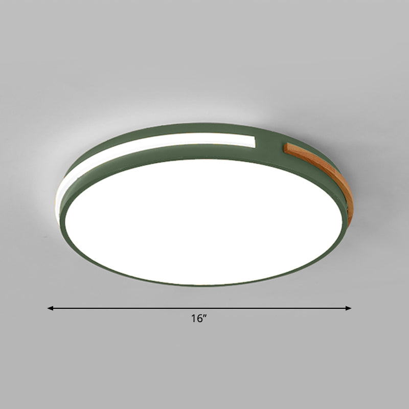 Bedroom Ceiling Light Fixture Minimalist Flush Mount Led Light with Round Acrylic Shade Green 16