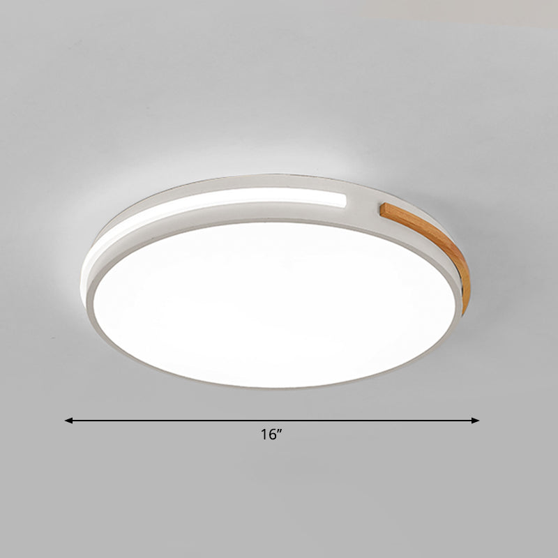 Bedroom Ceiling Light Fixture Minimalist Flush Mount Led Light with Round Acrylic Shade White 16