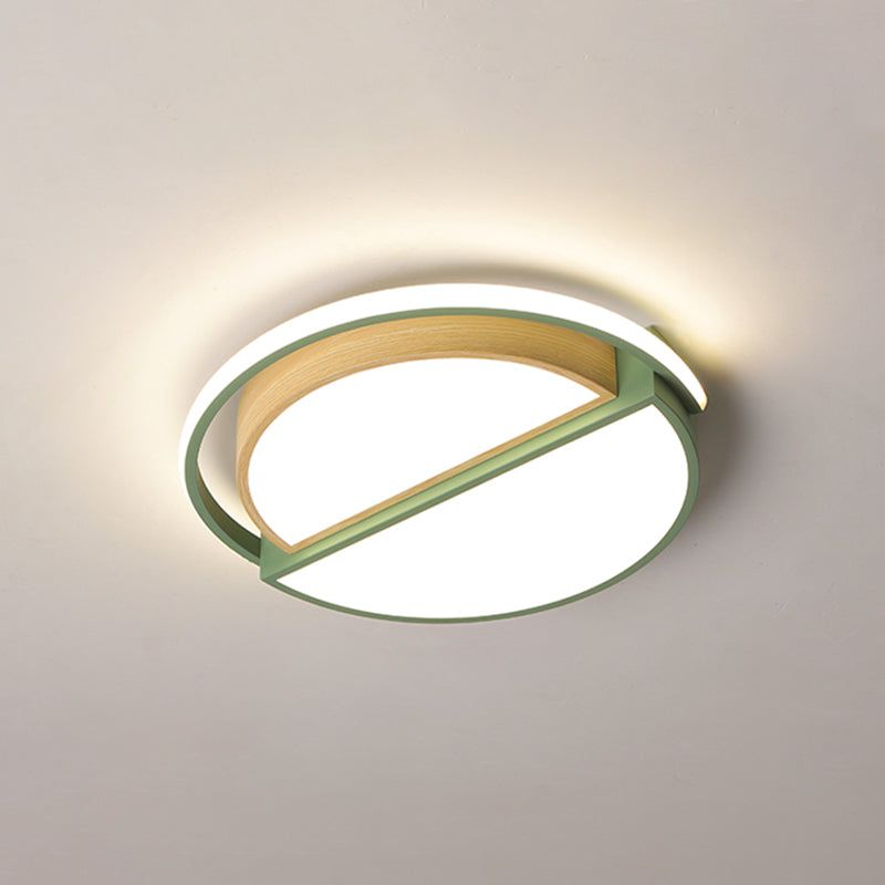 LED Round Flush Ceiling Light Nordic Creative Acrylic Flush Mount Lighting for Bedroom Green 16.5