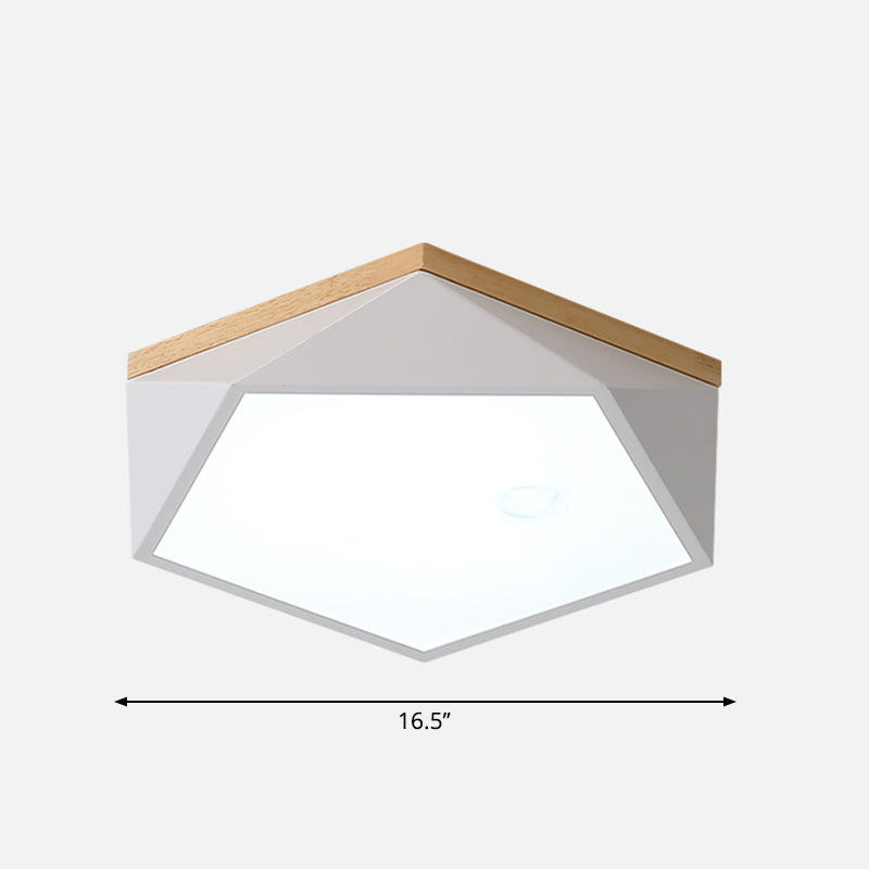 Nordic Geometric Flush Mount Led Light Nordic Metal Bedroom Ceiling Fixture with Acrylic Diffuser White 16.5