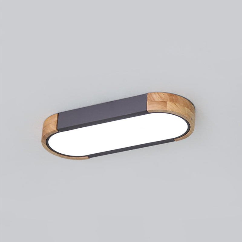 Oblong Corridor Led Surface Mount Ceiling Light Acrylic Minimalist Flush Mount Lamp in Grey and Wood Grey 14