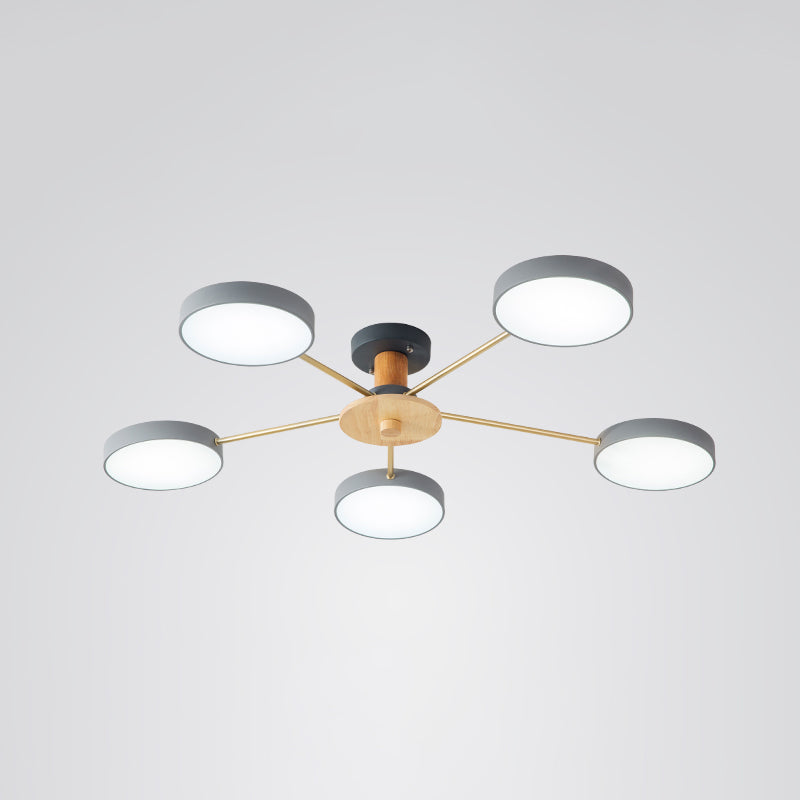 Minimalistic Molecule LED Ceiling Light Acrylic Living Room Semi Flush Chandelier 5 Grey Clearhalo 'Ceiling Lights' 'Close To Ceiling Lights' 'Close to ceiling' 'Semi-flushmount' Lighting' 2307528