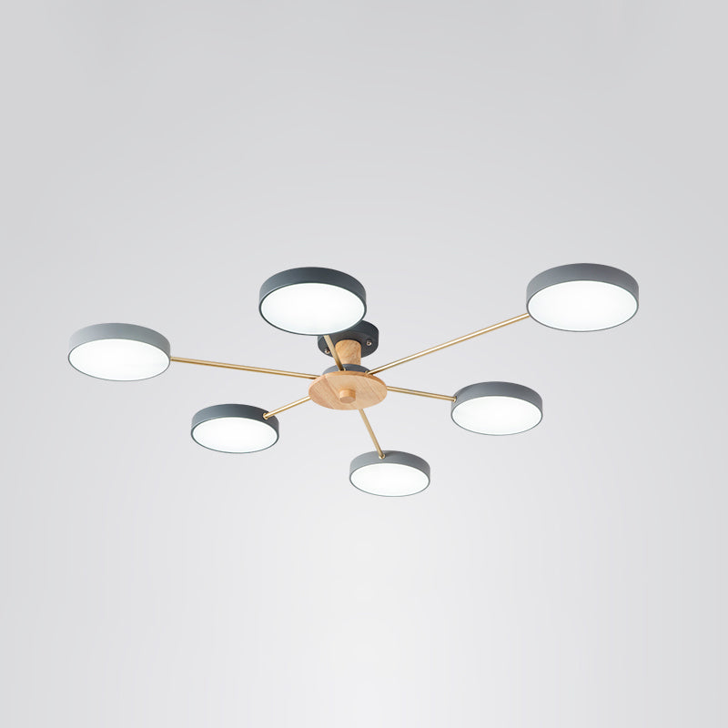 Minimalistic Molecule LED Ceiling Light Acrylic Living Room Semi Flush Chandelier 6 Grey Clearhalo 'Ceiling Lights' 'Close To Ceiling Lights' 'Close to ceiling' 'Semi-flushmount' Lighting' 2307529