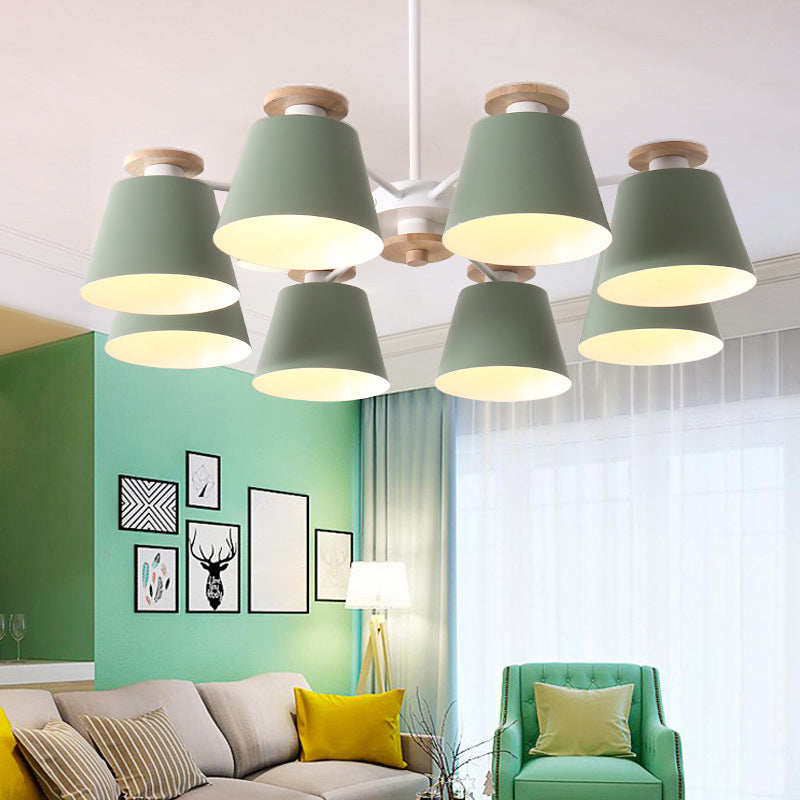 Macaron Trifle Cup Shaped Chandelier Metallic Dining Room Ceiling Pendant Light with Wood Deco Clearhalo 'Ceiling Lights' 'Chandeliers' Lighting' options 2307570