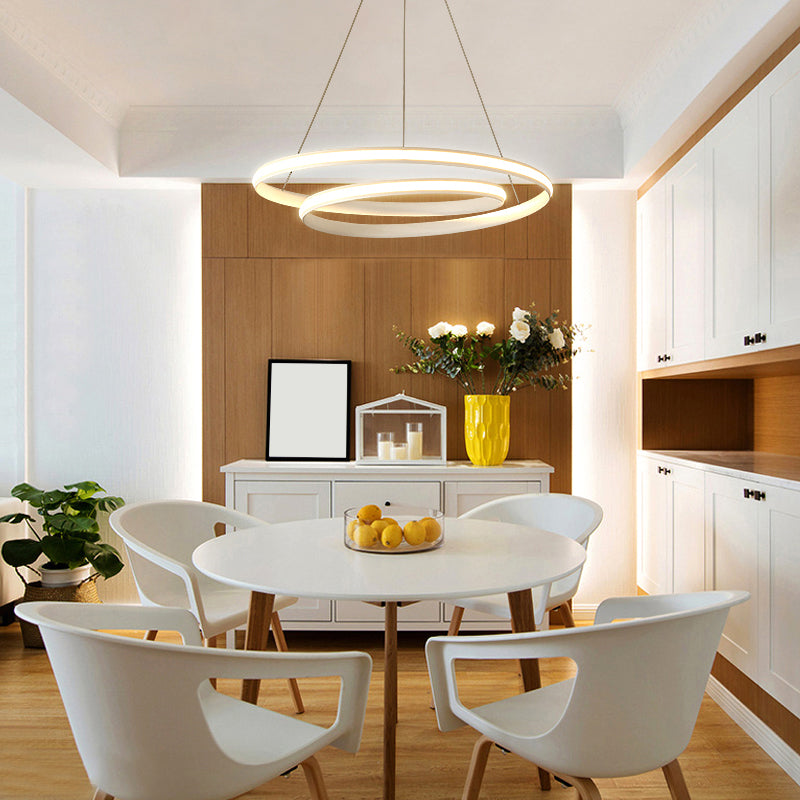 Loop Shaped Dining Room Suspension Lamp Aluminum LED Minimalist Chandelier Light Clearhalo 'Ceiling Lights' 'Chandeliers' 'Modern Chandeliers' 'Modern' Lighting' 2307761