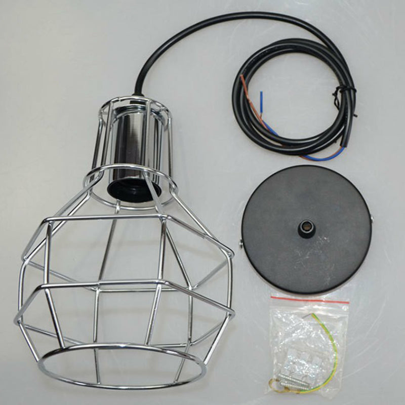 Ball Shaped Cage Bedroom Ceiling Hang Lamp Industrial Metal 1 Bulb Pendant Light Fixture Clearhalo 'Ceiling Lights' 'Pendant Lights' 'Pendants' Lighting' 2307926