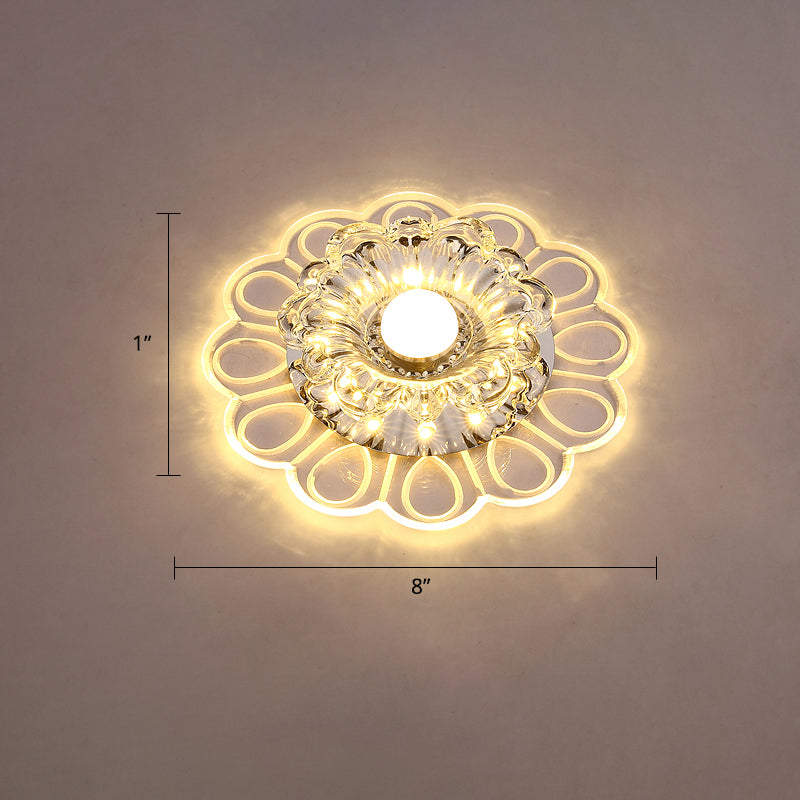 Flower LED Flush Mount Ceiling Light Minimalist Clear Crystal Foyer Flush Mounted Lamp Clear Warm Clearhalo 'Ceiling Lights' 'Close To Ceiling Lights' 'Close to ceiling' 'Flush mount' Lighting' 2308058