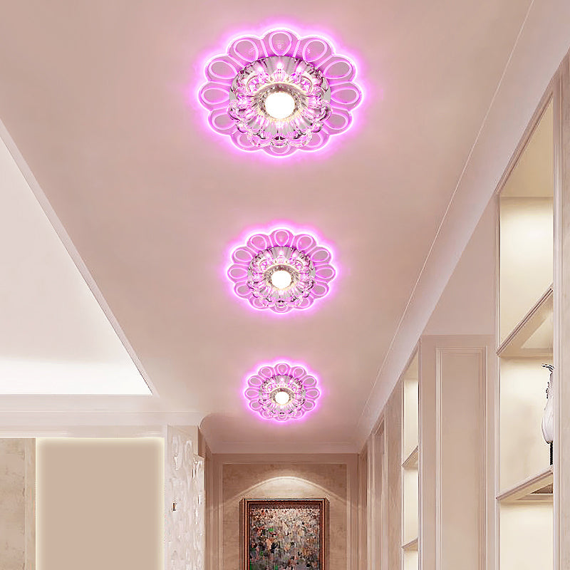 Flower LED Flush Mount Ceiling Light Minimalist Clear Crystal Foyer Flush Mounted Lamp Clearhalo 'Ceiling Lights' 'Close To Ceiling Lights' 'Close to ceiling' 'Flush mount' Lighting' 2308064