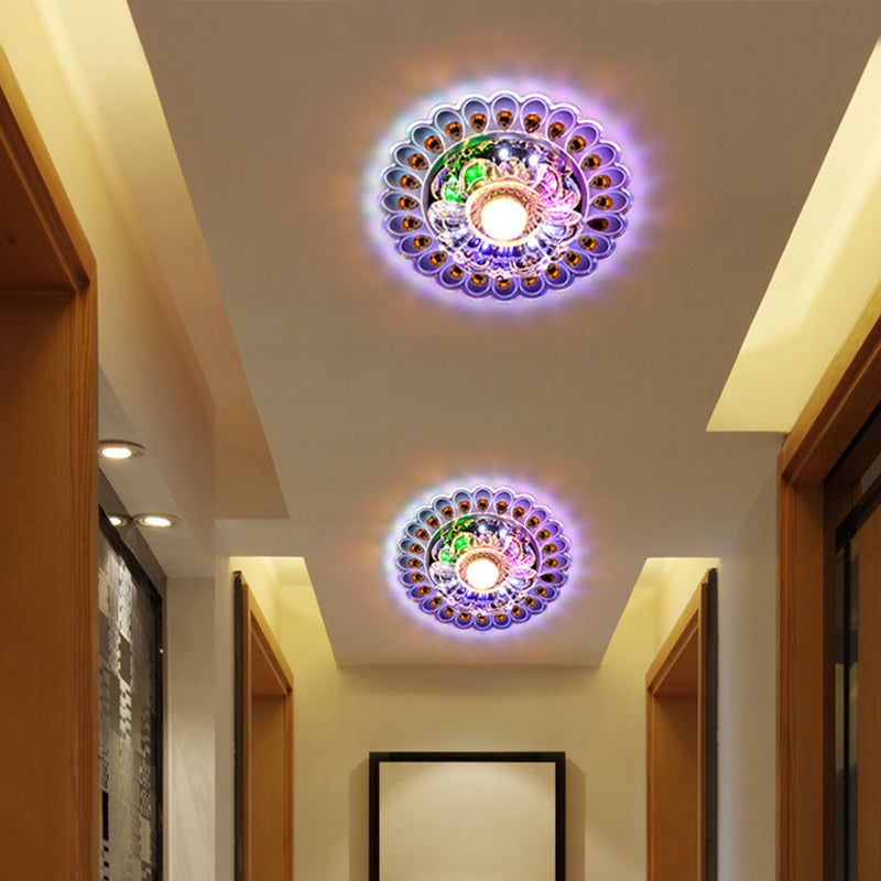 Hotel LED Ceiling Mount Light Modern Stylish Flushmount Lighting with Flower Crystal Shade Clearhalo 'Ceiling Lights' 'Close To Ceiling Lights' 'Close to ceiling' 'Flush mount' Lighting' 2308066