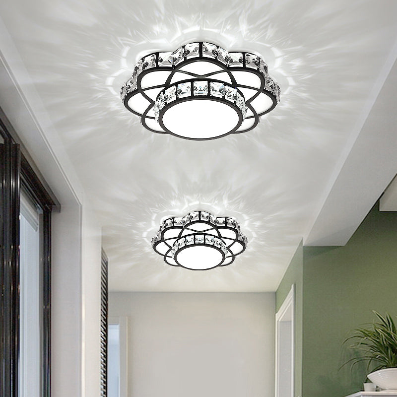 Black Floral Flush Mounted Lamp Modern Crystal LED Flush Mount Ceiling Light for Gallery Clearhalo 'Ceiling Lights' 'Close To Ceiling Lights' 'Close to ceiling' 'Flush mount' Lighting' 2308089