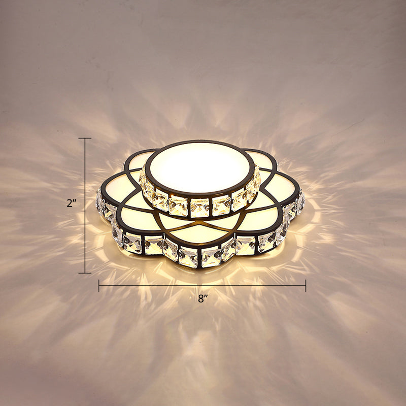 Black Floral Flush Mounted Lamp Modern Crystal LED Flush Mount Ceiling Light for Gallery Black Warm Clearhalo 'Ceiling Lights' 'Close To Ceiling Lights' 'Close to ceiling' 'Flush mount' Lighting' 2308092