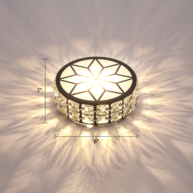 Metal Round LED Ceiling Spotlight Minimalist Black Flush Mount Lighting with Inserted Crystals Clearhalo 'Ceiling Lights' 'Close To Ceiling Lights' 'Close to ceiling' 'Flush mount' Lighting' 2308108