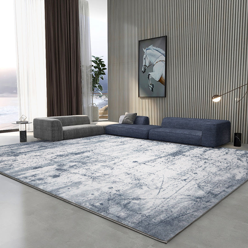 Modern Abstract Printed Rug Multi Colored Cotton Blend Indoor Rug Anti-Slip Backing Pet Friendly Carpet for Decoration Light Blue-White Clearhalo 'Area Rug' 'Rug' 2309331