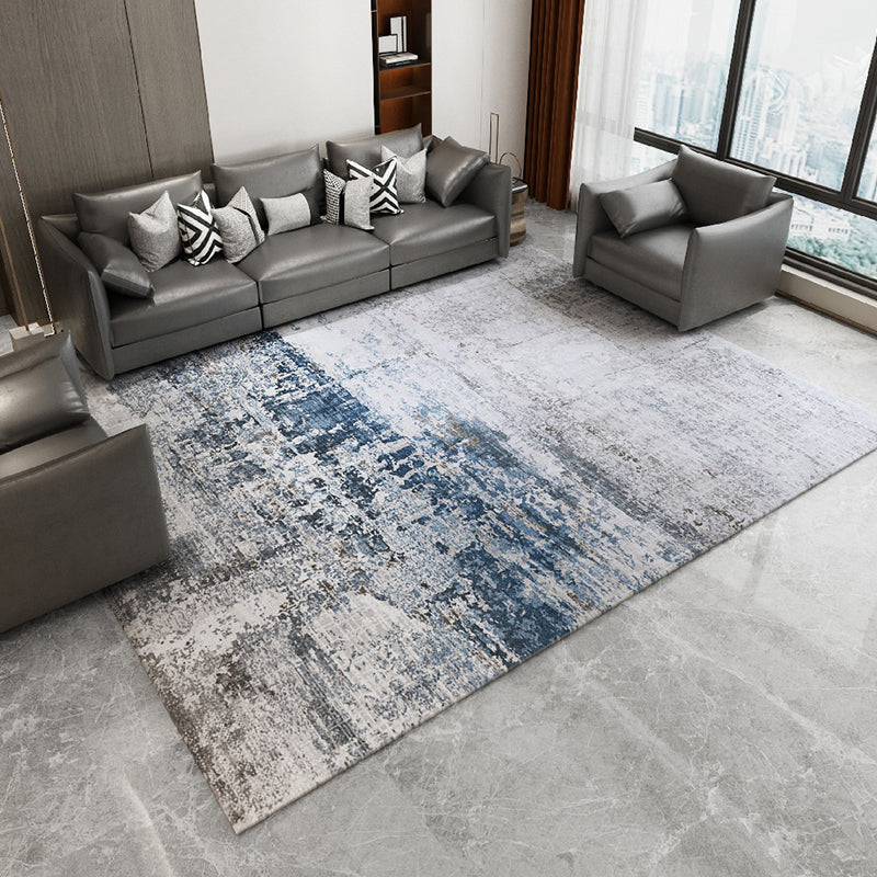 Minimalist Living Room Rug Multi Color Abstract Printed Rug Cotton Blend Anti-Slip Backing Pet Friendly Carpet Gray-Blue Clearhalo 'Area Rug' 'Rug' 2309355