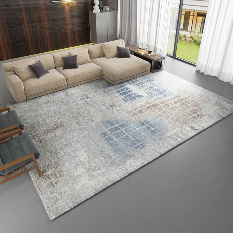 Minimalist Living Room Rug Multi Color Abstract Printed Rug Cotton Blend Anti-Slip Backing Pet Friendly Carpet Gray-White Clearhalo 'Area Rug' 'Rug' 2309356