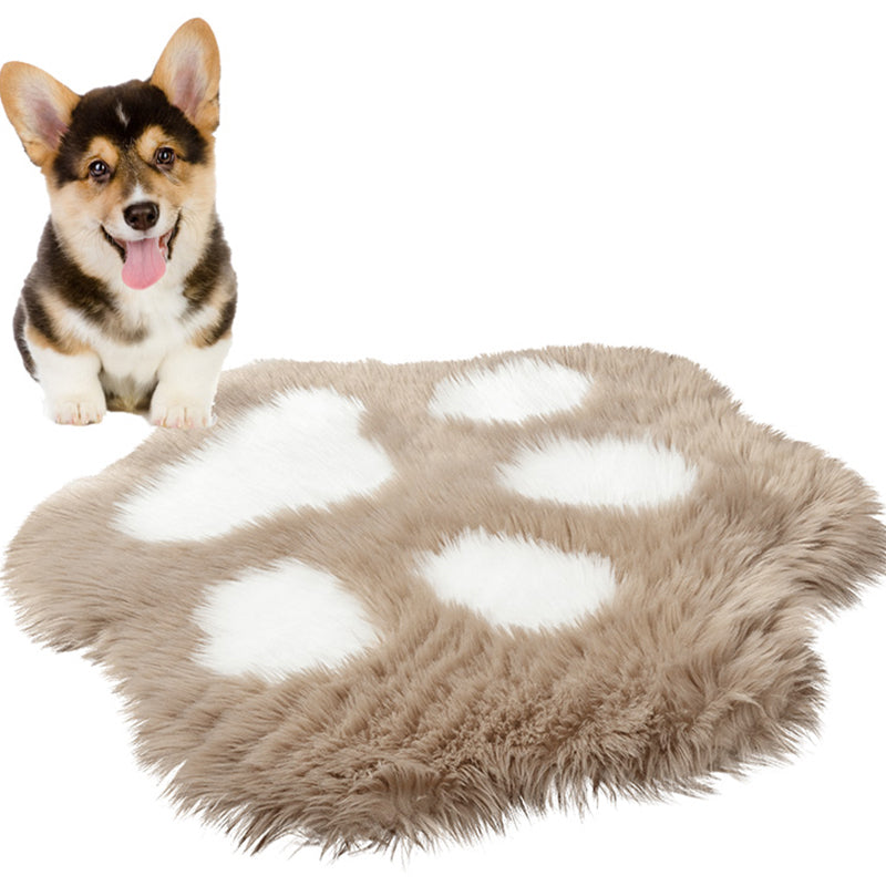 Paw Shape Printed Rug Multi Color Casual Indoor Rug Polypropylene Anti-Slip Backing Pet Friendly Carpet for Room Light Brown 2'10