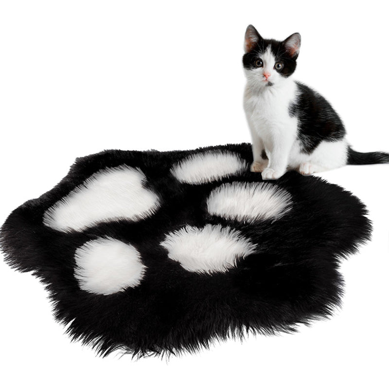 Paw Shape Printed Rug Multi Color Casual Indoor Rug Polypropylene Anti-Slip Backing Pet Friendly Carpet for Room Black 2'10