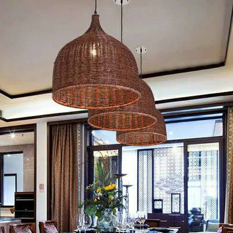 Hand-Braided Pendant Light Fixture Asia Bamboo 1 Bulb Restaurant Ceiling Hang Lamp Coffee Clearhalo 'Ceiling Lights' 'Pendant Lights' 'Pendants' Lighting' 2310403_2270cb29-7542-4bf3-b4eb-64f2049fe018