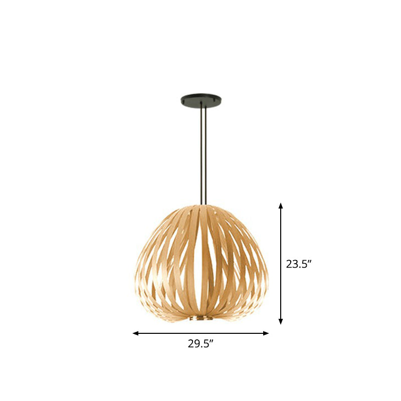 Sphere Restaurant Suspension Lighting Wooden Single-Bulb Minimalist Pendant Light Kit Clearhalo 'Ceiling Lights' 'Pendant Lights' 'Pendants' Lighting' 2310523