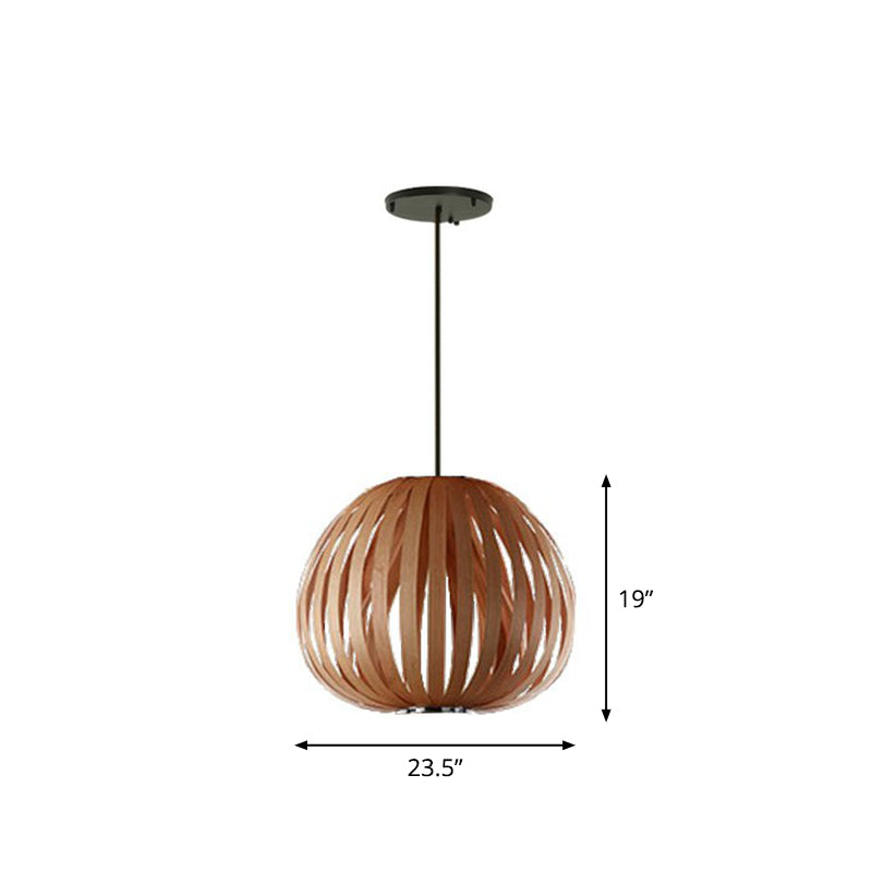 Sphere Restaurant Suspension Lighting Wooden Single-Bulb Minimalist Pendant Light Kit Clearhalo 'Ceiling Lights' 'Pendant Lights' 'Pendants' Lighting' 2310524