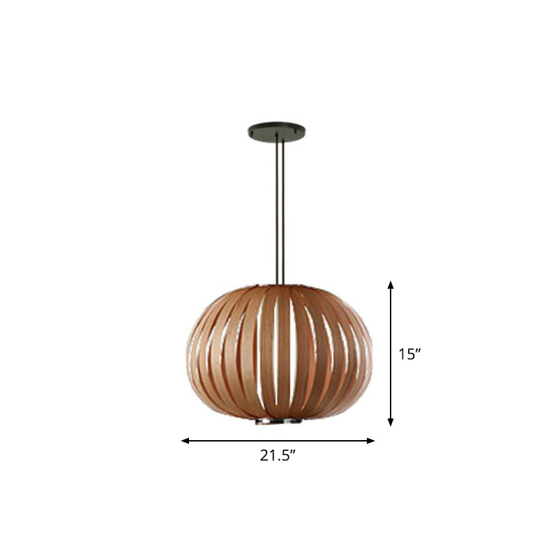 Sphere Restaurant Suspension Lighting Wooden Single-Bulb Minimalist Pendant Light Kit Clearhalo 'Ceiling Lights' 'Pendant Lights' 'Pendants' Lighting' 2310531